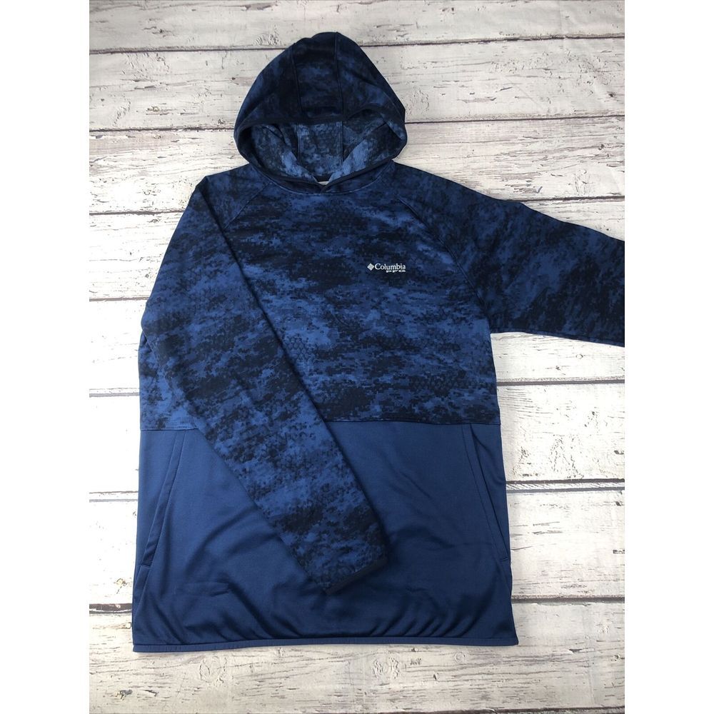 Columbia Men's Long-Sleeve PFG Super‎ Terminal Fleece Hoodie (Blue, Medium, M)